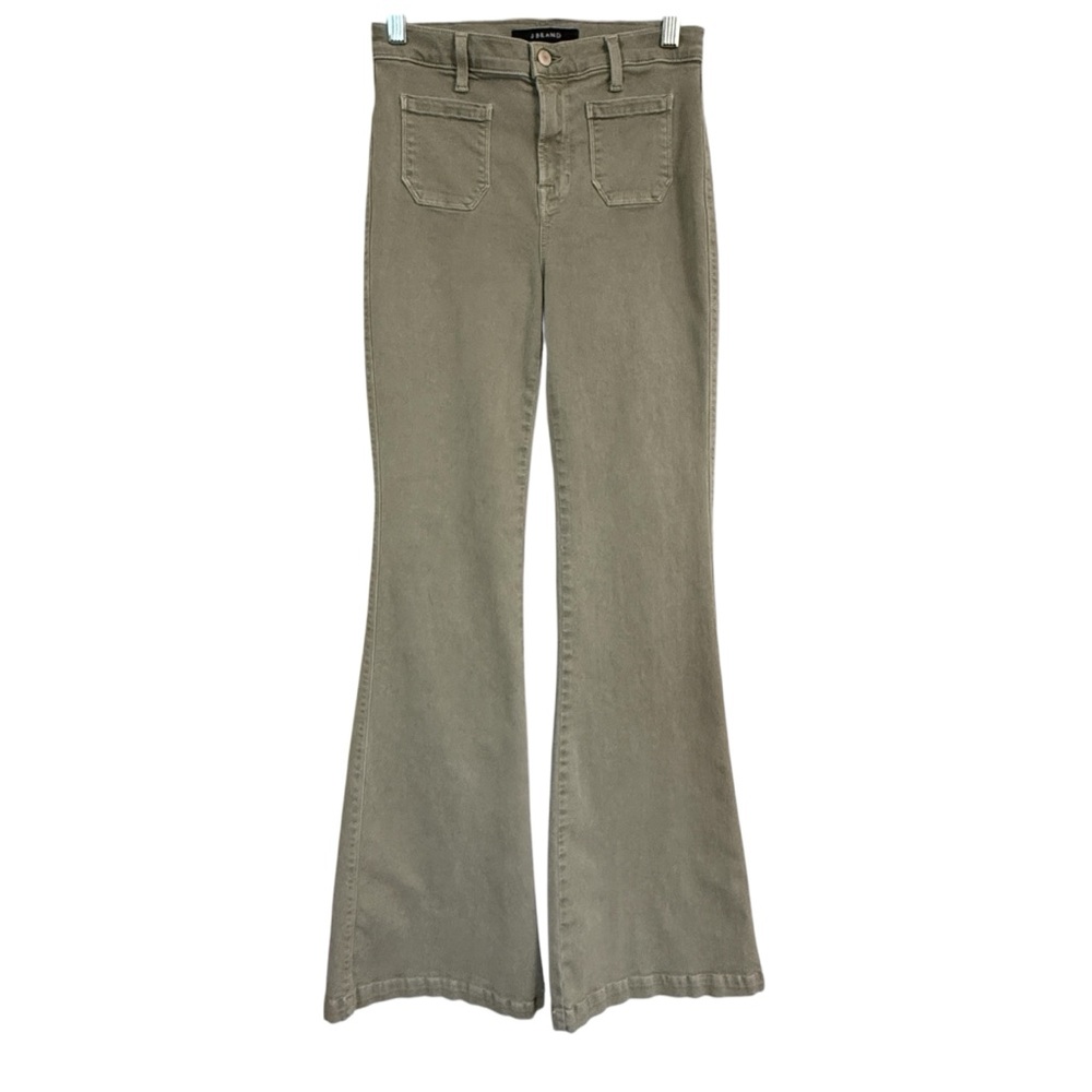 J Brand High Rise Flare Jeans in Olive